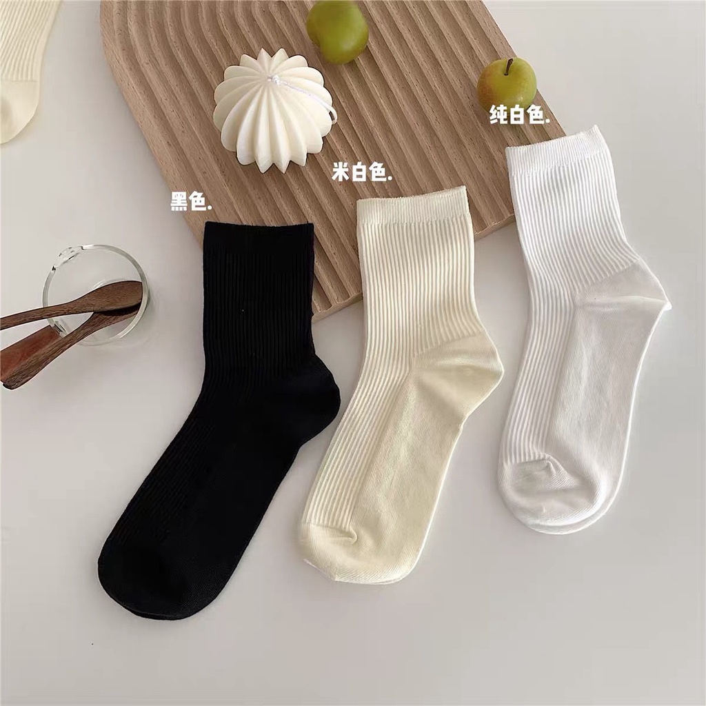 Vớ Mỏng Mùa Hè Màu Trắng Sữa Họa Tiết Sọc Dọc Phong Cách Nhật Bản Hợp Thời Trang Cho Nữ