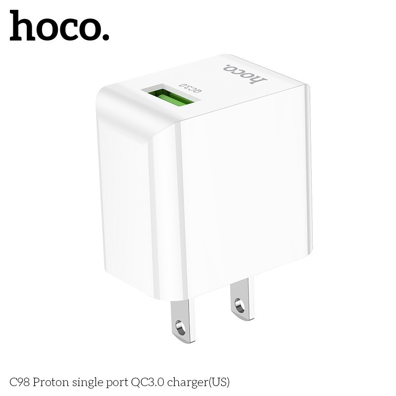 Củ Sạc Hoco C98 18w, Hỗ Trợ Sạc Nhanh Thông Minh, Chất Liệu ABS Chống Cháy, Thiết Kế Nhỏ Gọn, An Toàn Khi Sử Dụng.