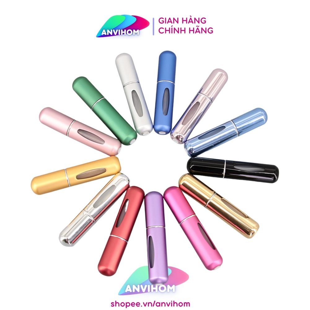 Chai chiết nước hoa tự động dạng xịt lọ 5ml sáng bóng lấp lánh + nhiều màu lựa chọn ANVIHOM