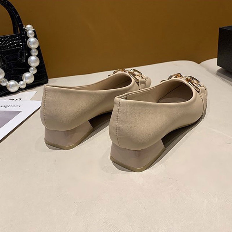 Giày búp bê IELGY mũi vuông đế thấp thời trang Hàn Quốc