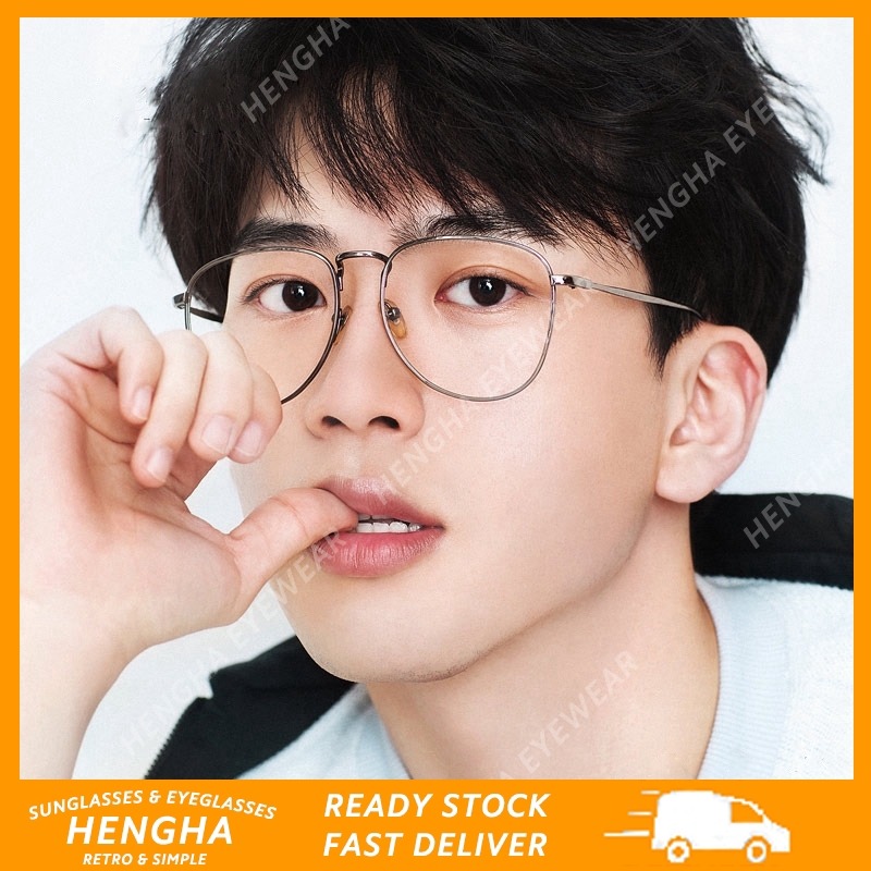 【HENGHA】【chứng khoán sẵn sàng】Kính mắt Nhật Bản Retro Oval Metal Frame Eyeglasses