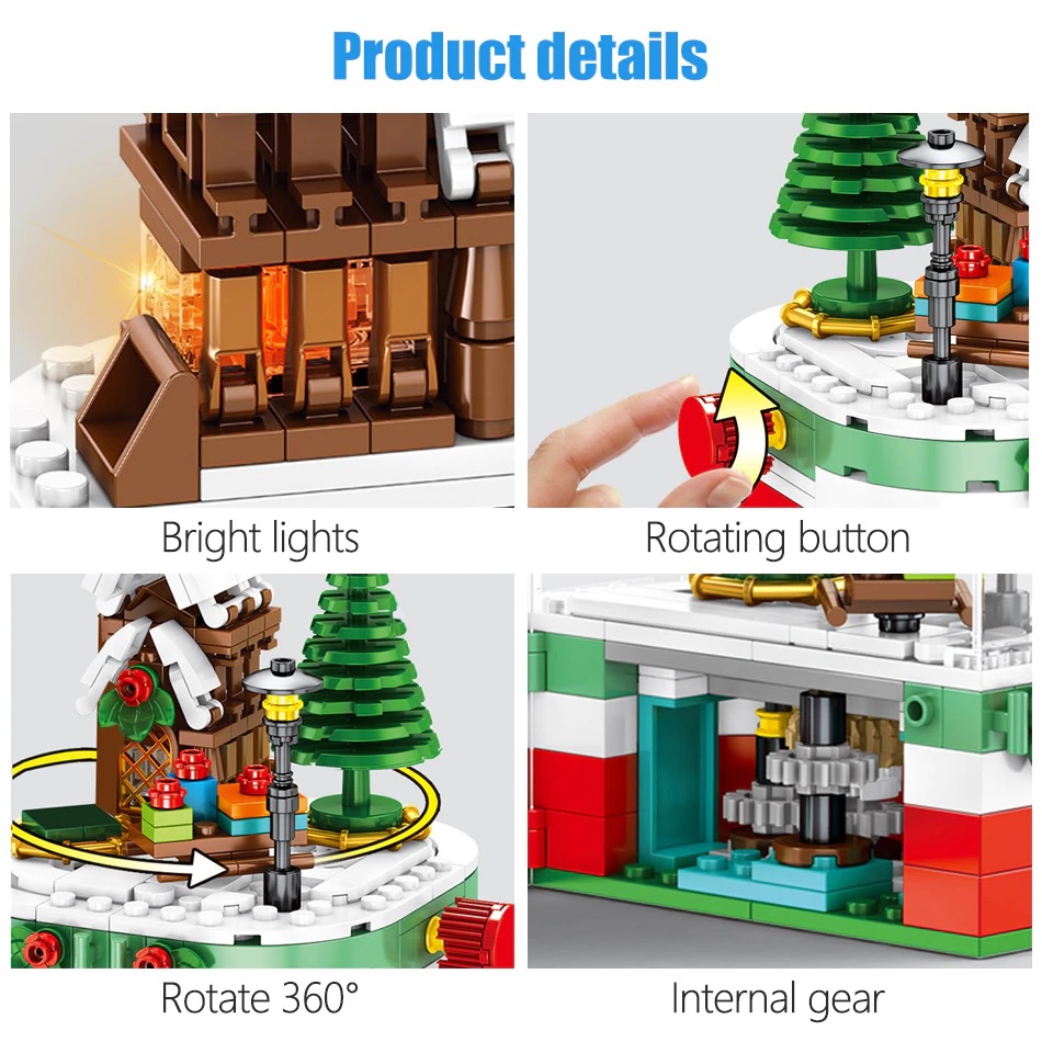 Hộp nhạc cây thông Noel lego - Đồ chơi Noel cho bé - Qùa tặng giáng sinh cho con