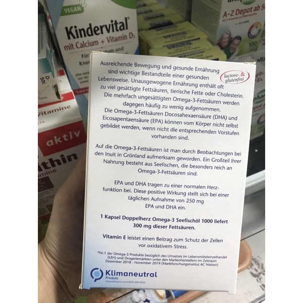 Viên uống dầu cá Omega-3 . 1000 Doppel herz Hộp 80v