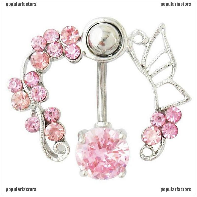 Khuyên Rốn Hình Bướm Màu Sắc Hồng Dễ Thương 14G