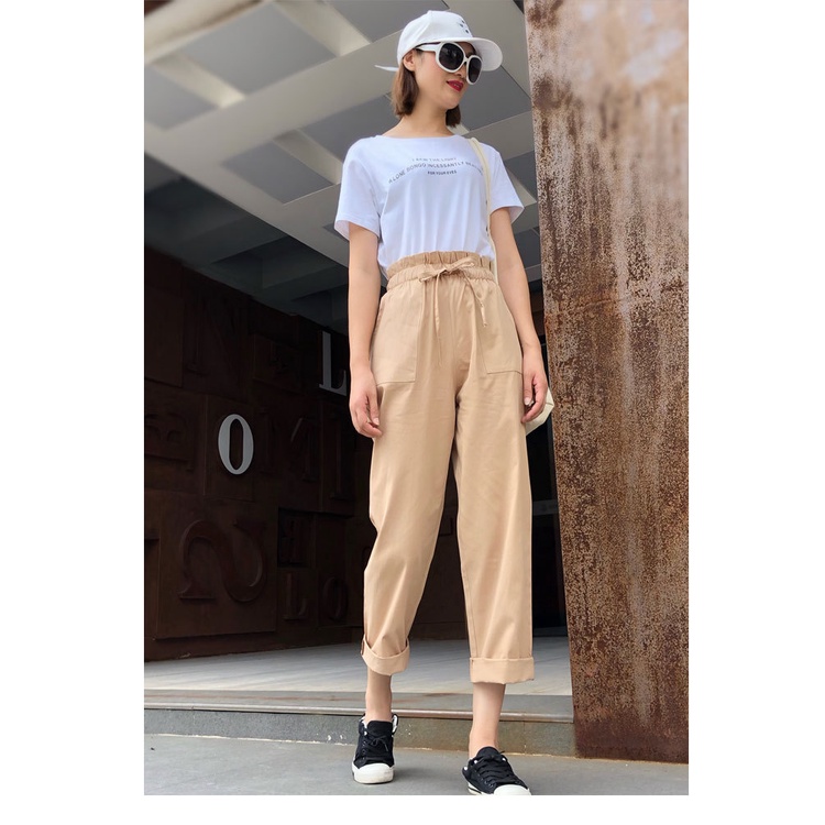 Quần Yếm Lưng Cao Dáng Rộng Thời Trang Xuân Thu Cá Tính Cho Nữ