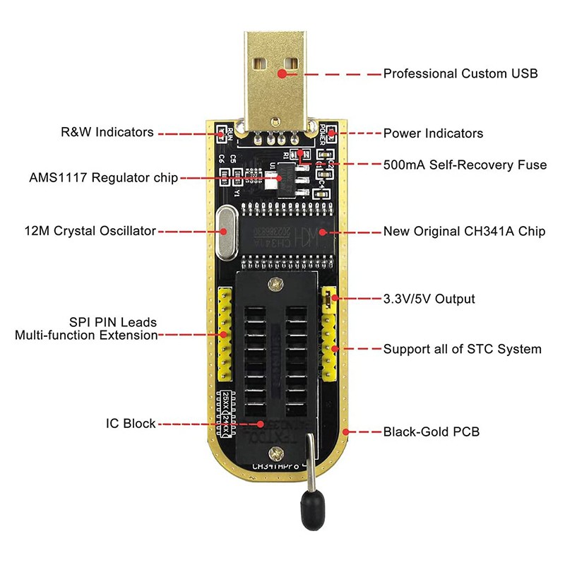 Bộ mạch nạp rom CH341A (MẠCH + KẸP).kienstore358