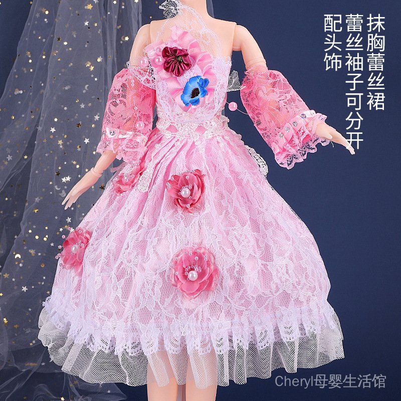 Đầm Công Chúa Búp Bê Barbie 60cm Phối Ren Xinh Xắn