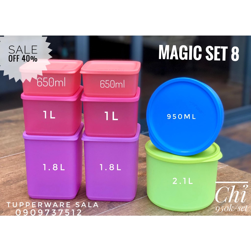 Tupperware - BỘ HỘP BẢO QUẢN THỰC PHẨM MAGIC 8 HỘP