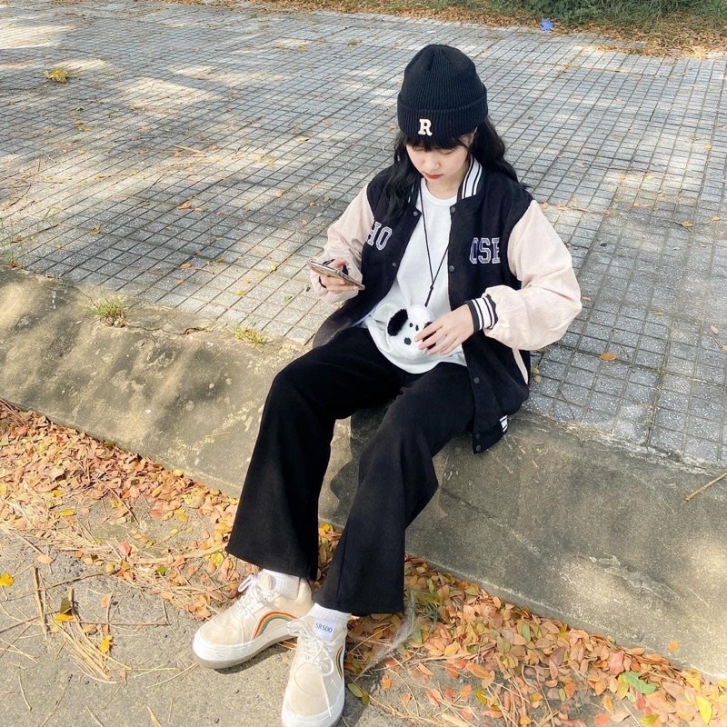 [ĐỢT CUỐI] ÁO BOMBER HAI LỚP HAI MÀU TRẮNG ĐEN