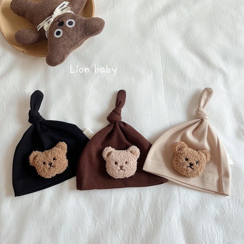 MUP 140 : Mũ Vải Cotton thêu gấu cực xinh cho bé