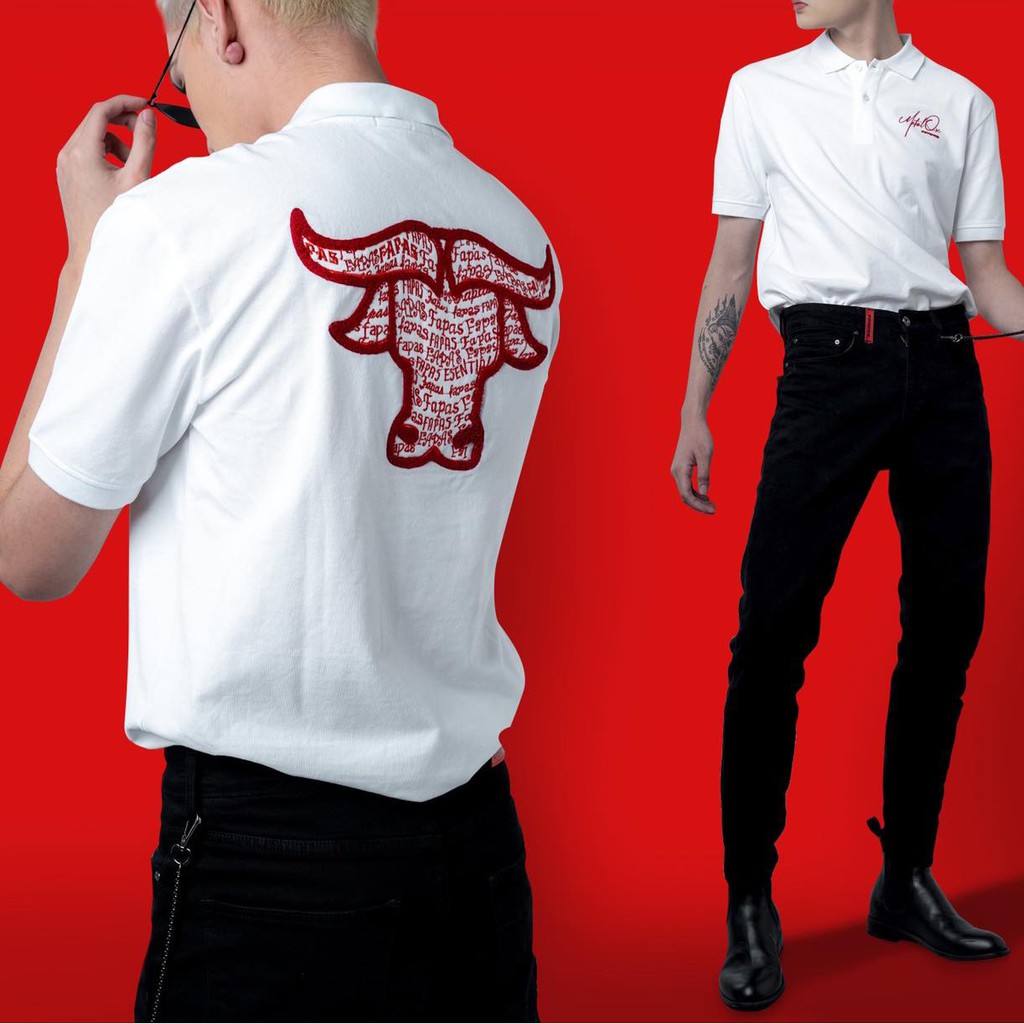 ÁO POLO FAPAS TRẮNG BUFFALO HÌNH LƯNG JANSHOP