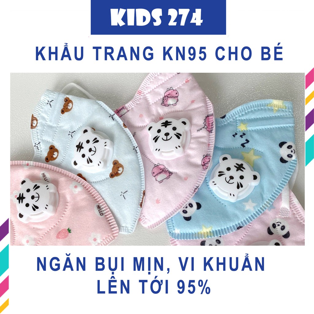 [Có van] Khẩu trang N95-KN95 cho trẻ em, khẩu trang y tế cho trẻ em chống bụi mịn, kháng khuẩn đến 95%