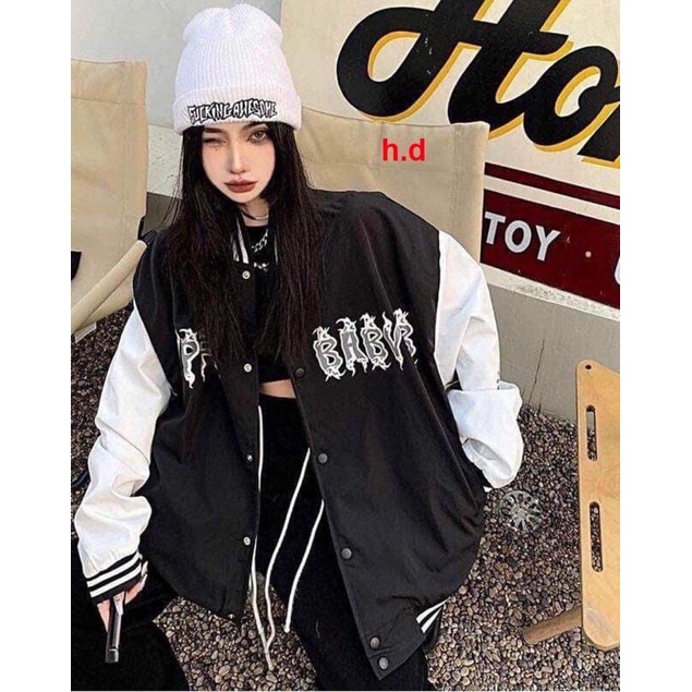 Áo khoác bomber BABY tay trắng HD12