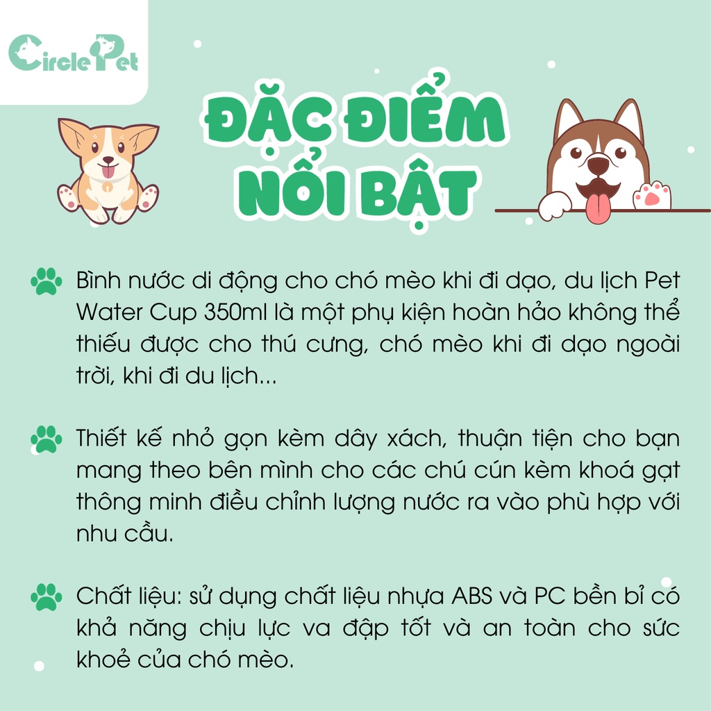 Bình Nước Di Động Cho Chó Mèo Pet Water Cup Thiết Kế Nhỏ Gọn Tiện Lợi Nhựa Cao Cấp 250ml - Circle Pet