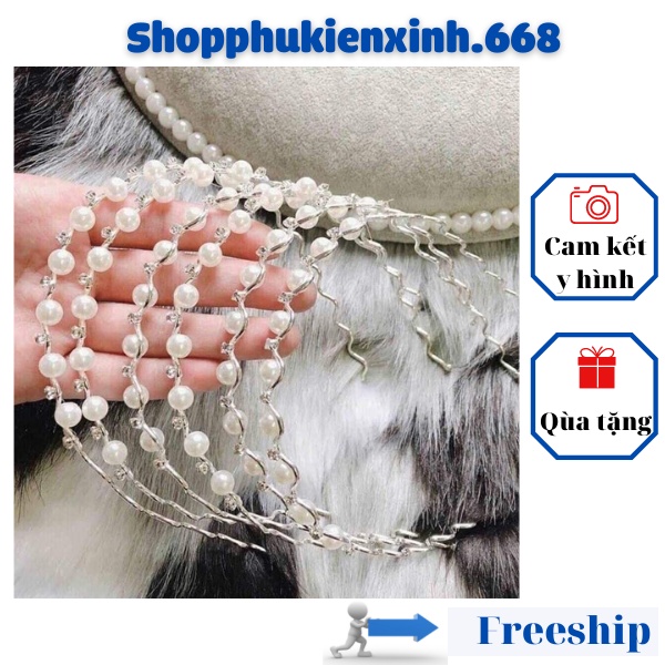 Bờm Tóc [ RẺ VÔ ĐỊCH ] Bờm Cài Tóc Ngọc Trai Đính Đá Phong Cách Hàn Quốc