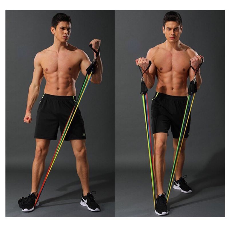 Dây kháng lực tập Gym tại nhà -Dây ngũ sắc tập thể hình đa năng cao cấp