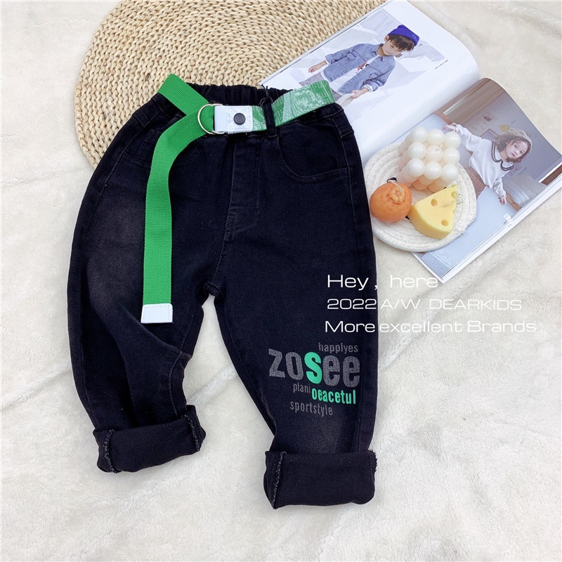 Quần bò cho bé trai cao cấp mềm co giãn Quần jeans trẻ em kunkid