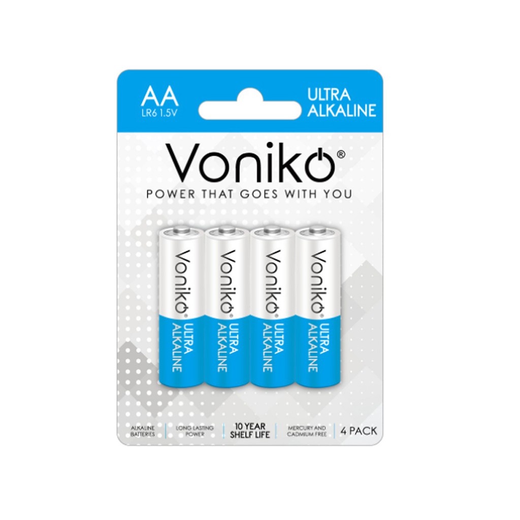 Pin AA Voniko Alkaline, Super Alkaline chính hãng nhập khẩu Mỹ 1.5V - Vỉ 2 viên