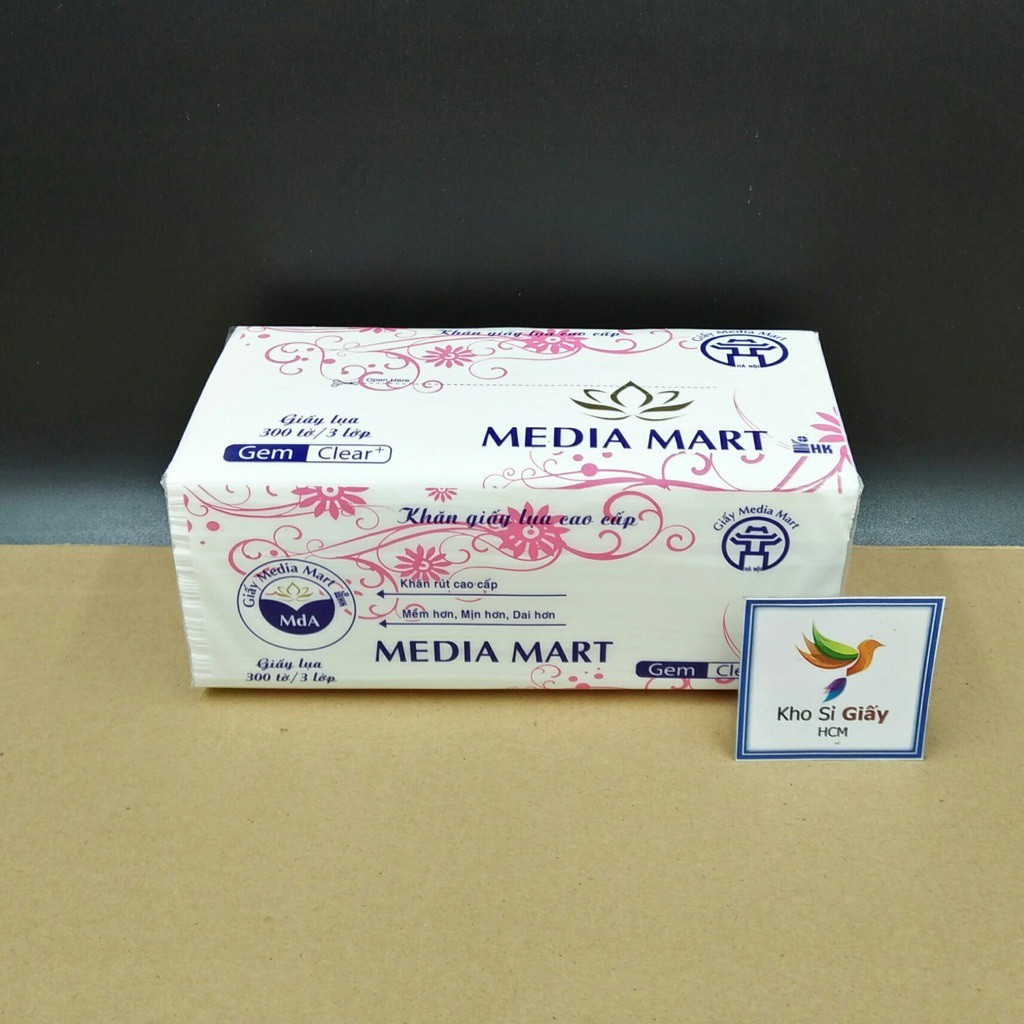 COMBO 4 BỊCH GIẤY ĂN ĐA NĂNG 3 LỚP 300 TỜ MEDIA MART - Giấy ăn loại 1