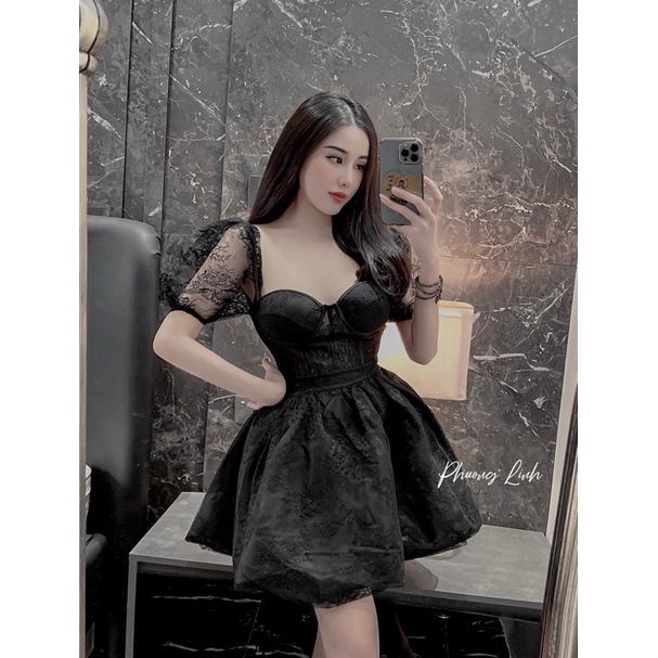 D3 Đầm ren phối cup dáng xoè công chúa siêu sang