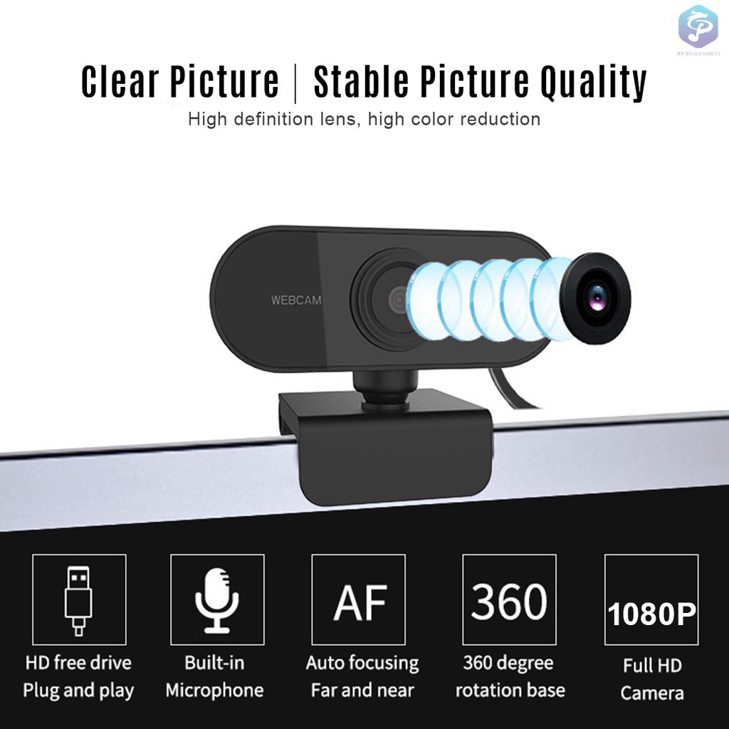 Webcam 1080p Hd 2 Mega Pixel Xoay 360 Độ Tự Động Lấy Nét Kèm Micro Cho Máy Tính | BigBuy360 - bigbuy360.vn