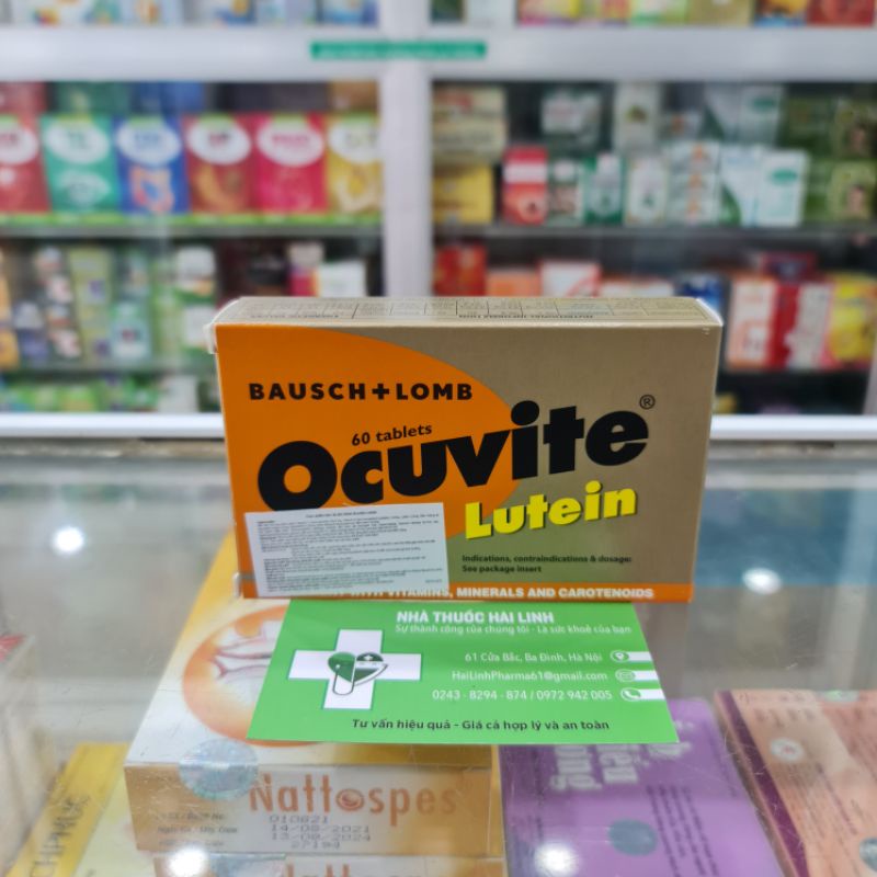 Vitamin bổ mắt Ocuvite Lutein ⚡ Tặng quà ⚡ Hộp 60 viên Giúp tăng cường thị lực, Giảm thoái hóa điểm vàng
