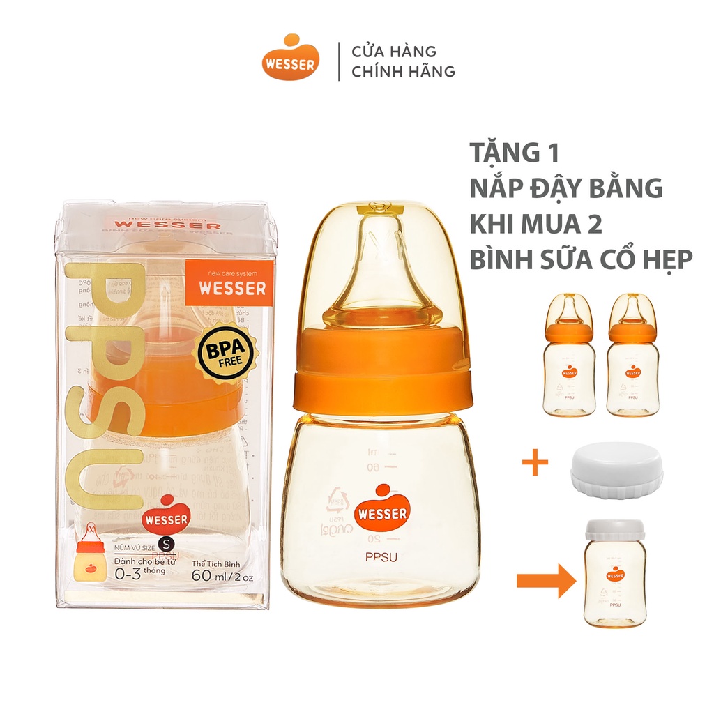 Bình sữa Wesser PPSU (cổ hẹp) 60ml