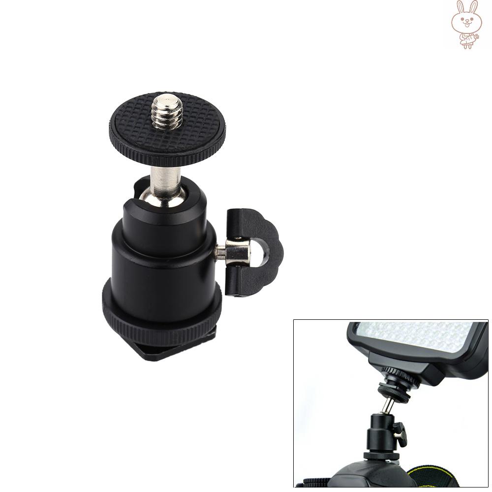 RD Andoer Aluminium Alloy Mini Ball Head 1/4" Mount with Flash Shoe for DSLR SLR DC Camera Mini DV Monitor etc