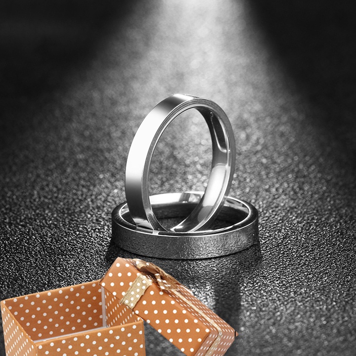 Nhẫn cặp đôi inox kiểu cạnh vuông trơn đơn giản đẹp mà chất - Bảo hành sáng bóng không đen- Tặng hộp - Sl 02 chiếc
