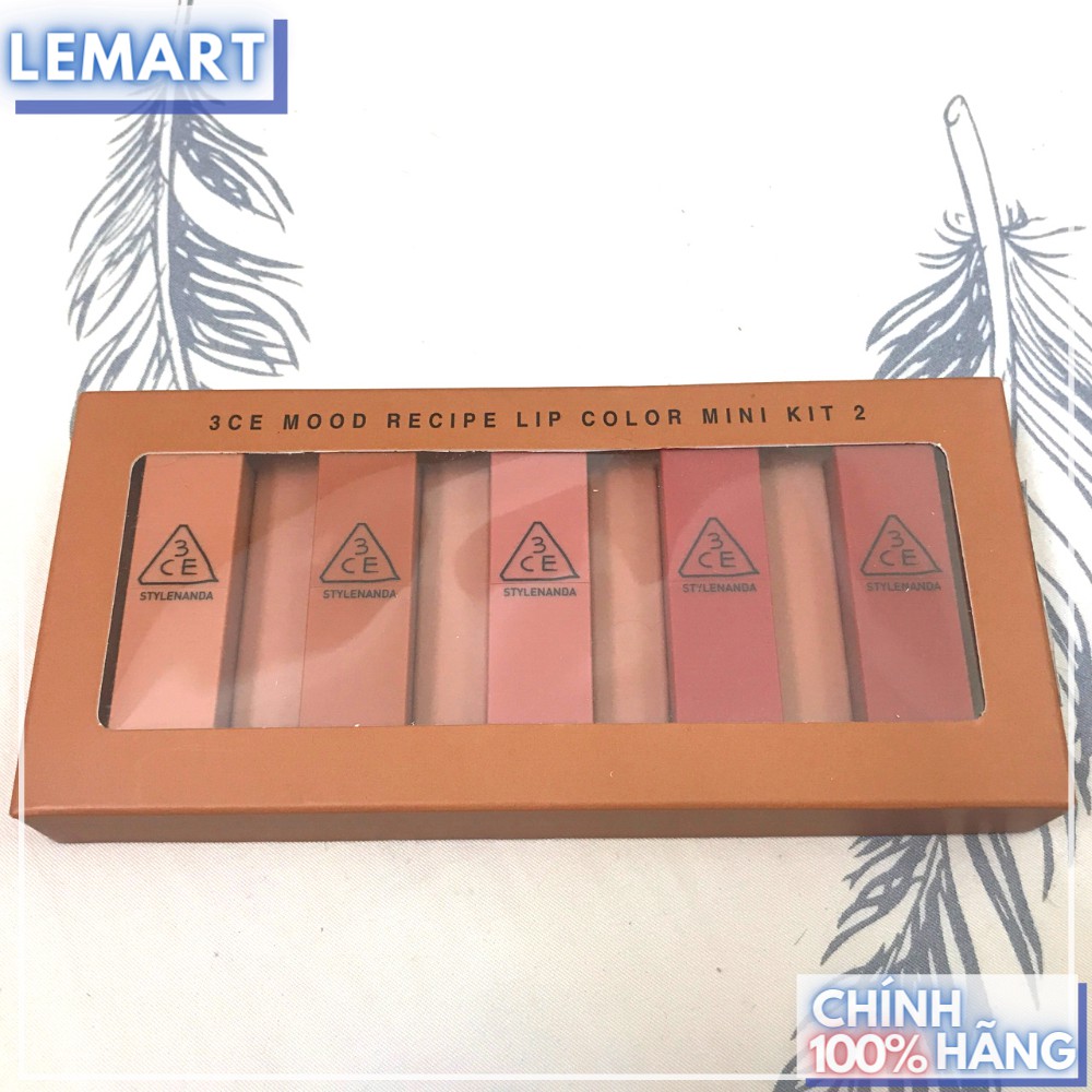 Set son lì 3CE Mood Recipe Lip Color Mini Kit 2 (Phiên bản mới) - Hàng Chính Hãng