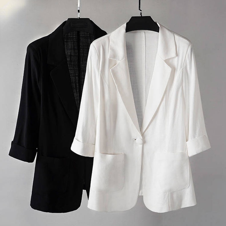 Áo Khoác Vest Vải Cotton Lụa Lạnh Màu Trơn Ôm Dáng Phong Cách Nhật Bản Thời Trang Xuân Thu Cho Nữ 2022