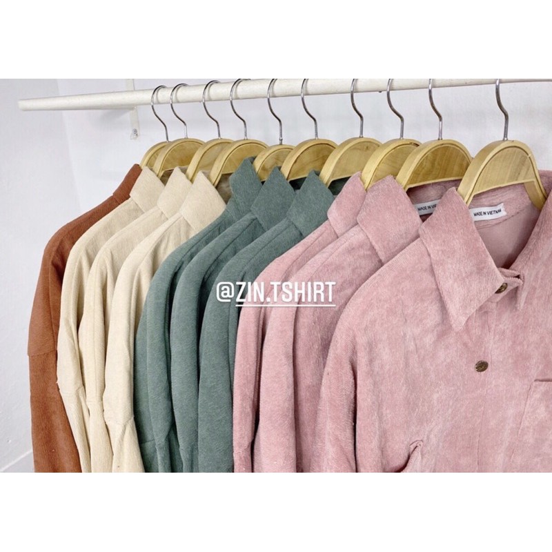 ÁO KHOÁC SƠ MI NHUNG DÁNG RỘNG PHONG CÁCH HÀN QUỐC | BigBuy360 - bigbuy360.vn