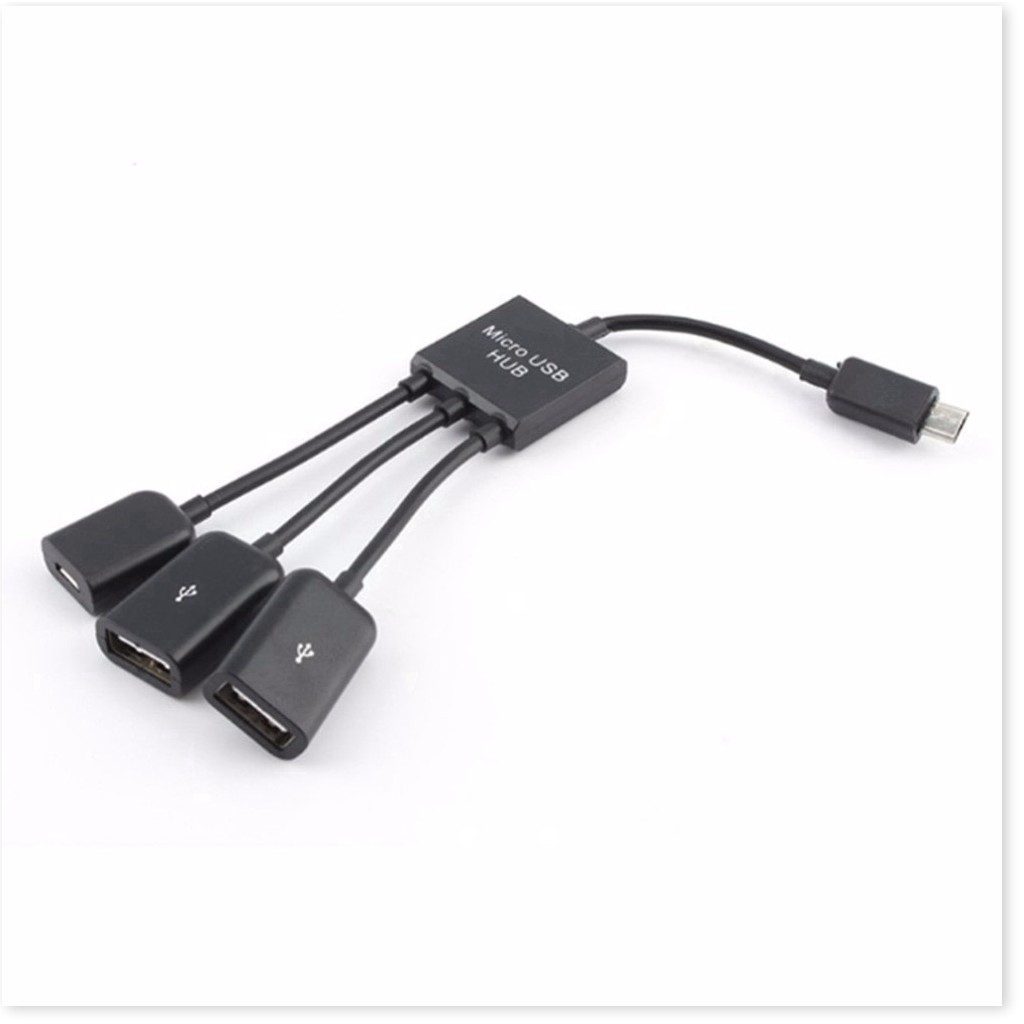 Cáp chuyển đổi 1 cổng Micro USB dương thành 1 cổng Micro USB âm và 2 cổng USB 2.0 âm cho điện thoại / máy tính bảng