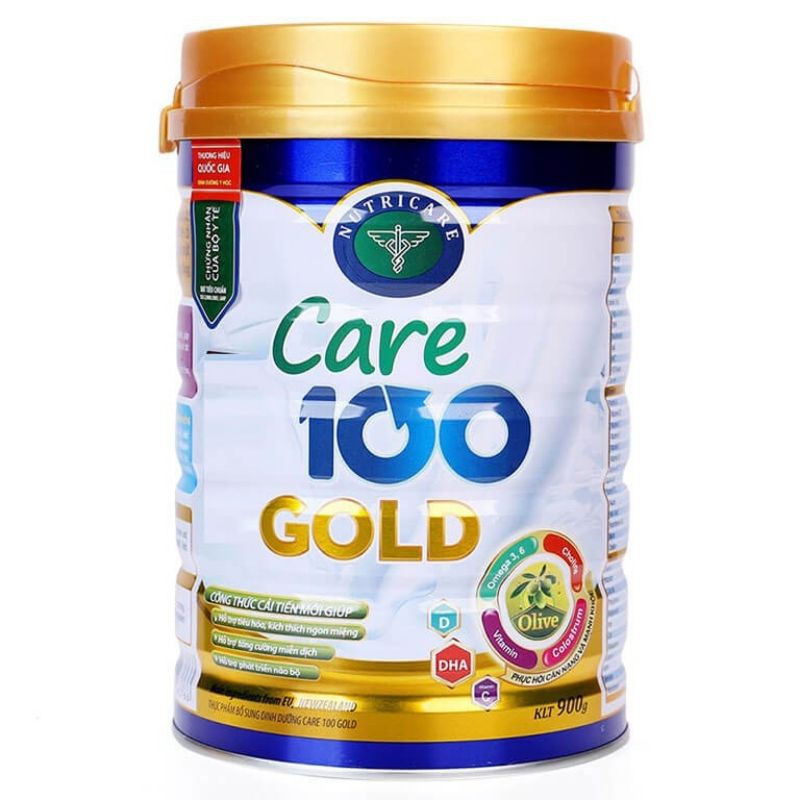 Sữa bột Care 100 Gold 900g (Có tem 100% trúng thưởng, Date mới)