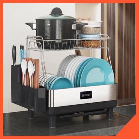 Chạn bát inox - kệ úp chén trên bồn rửa thông minh Sinoart 2 tầng