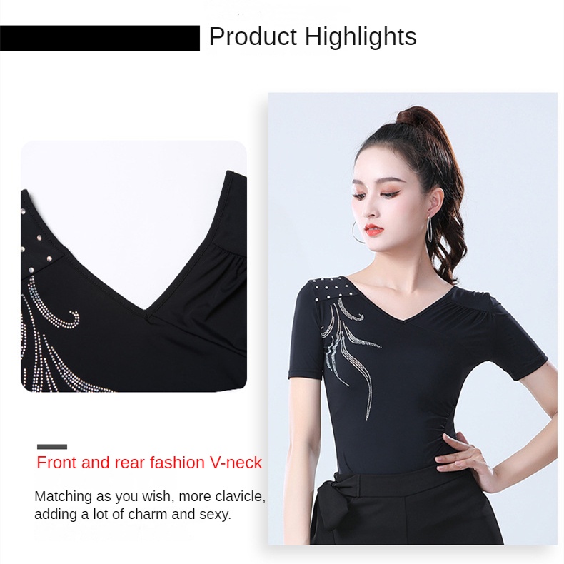 Áo Khiêu Vũ latin Ngắn Tay Thời Trang Dành Cho Nữ