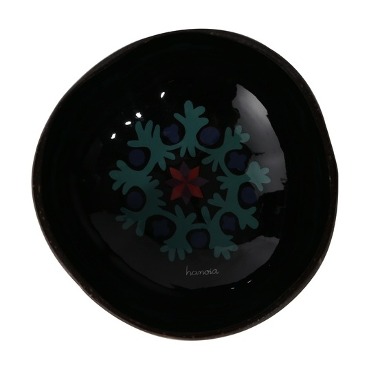 Bát dừa sơn mài họa tiết hoa Hanoia