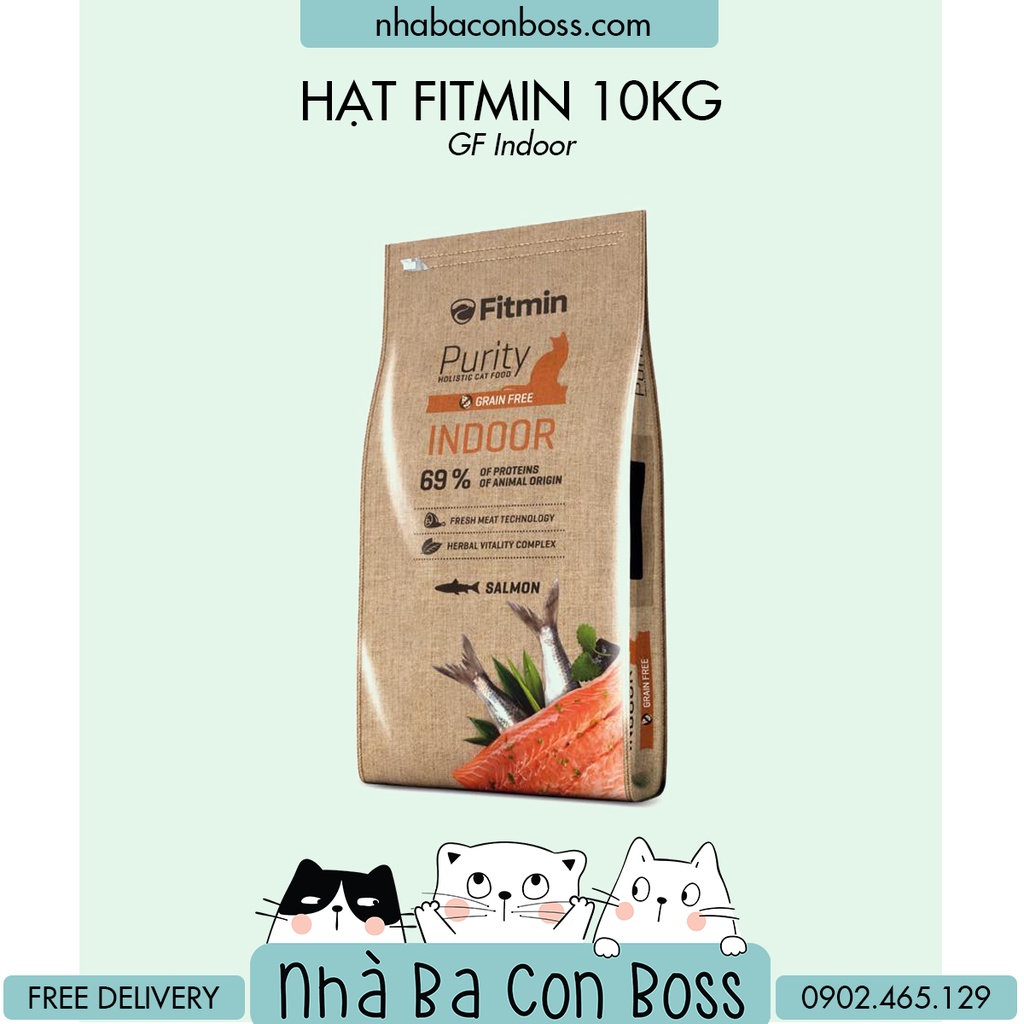 Hạt Khô Cho Mèo Fitmin Grain Free Indoor 10kg