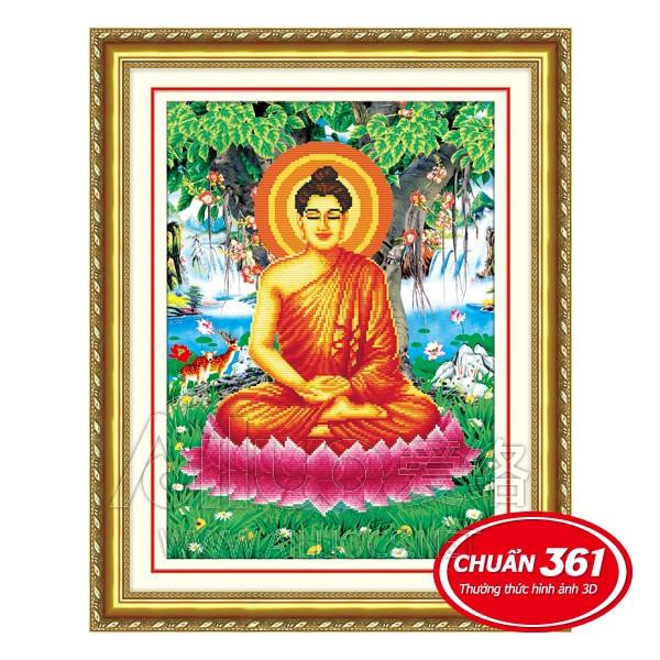 Tranh thêu chữ thập Phật Tổ Dưới Cội Bồ Đề 53251 (TRANH TỰ THÊU) KT:37X54CM