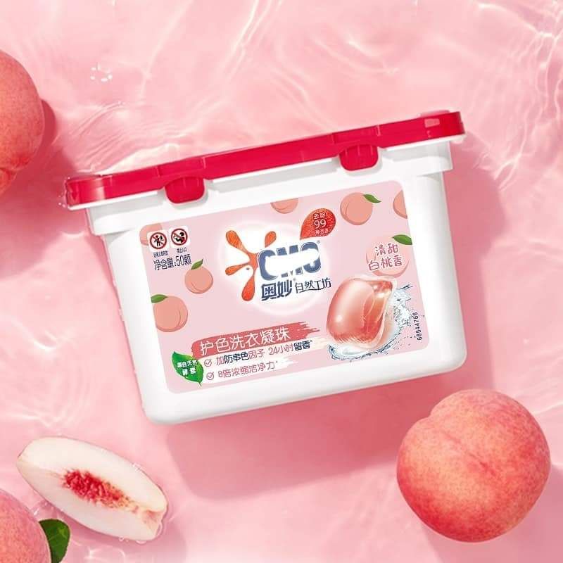 Viên giặt omo hương đào Sakura hộp 50 viên