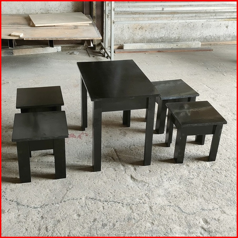 Bộ bàn ghế gỗ cà phê, Combo 1 bàn và 4 ghế gỗ cà phê không tựa