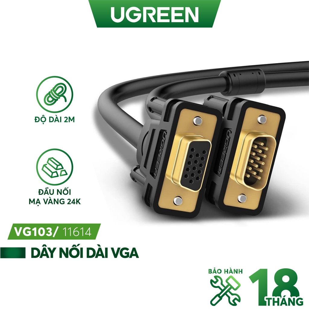 Dây nối dài VGA Đực sang Cái 3+6 OD8.0MM UGREEN VG103