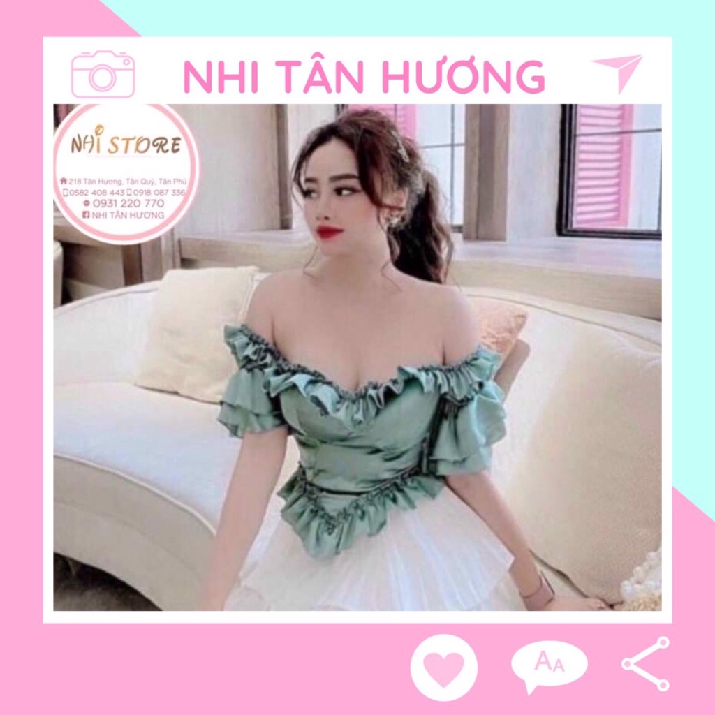 [FREESHIP 50K] Áo Croptop Cổ Vuông Tay Phồng Bèo Dún Lai Nhọn Sang Chảnh  NHISTORE Freesize Dưới 55kg