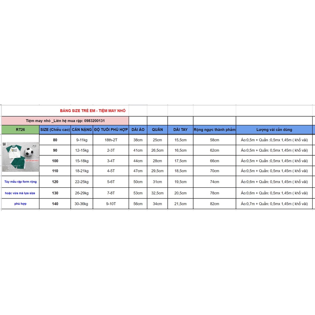 RT26- Rập giấy may bộ raglan tay ngắn cho bé