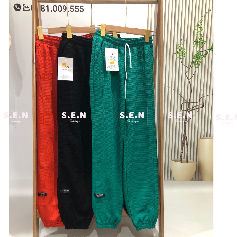 Quần ống rộng bo gấu chun chân chất tổ ong dày dặn - Quần Jogger thể thao nỉ cạp chun dây rút Unisex phong cách Ulzzang