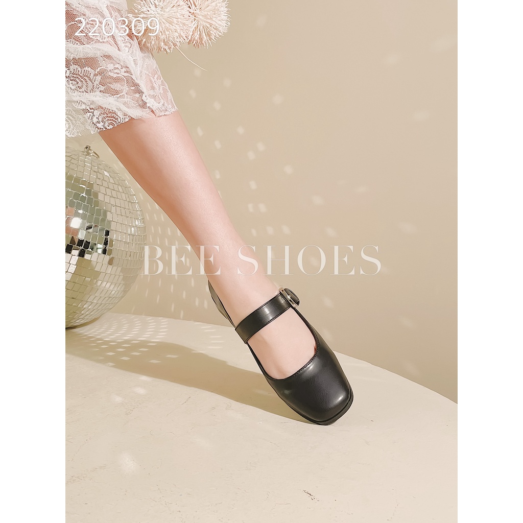 BEESHOES - GIÀY BÚP BÊ NỮ MŨI VUÔNG - GIÀY BÚP BÊ NỮ MŨI VUÔNG ĐẾ 3P SẴN MÀU ĐEN - KEM 220309