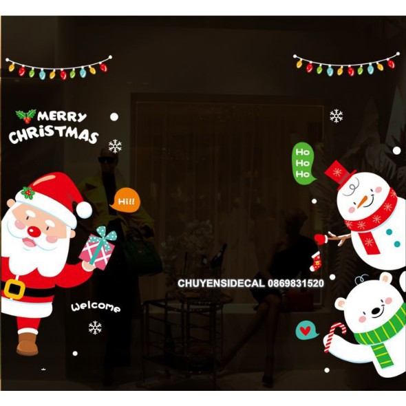 Decal dán tường Noel - Noel Hoạt hình chào lễ nhí