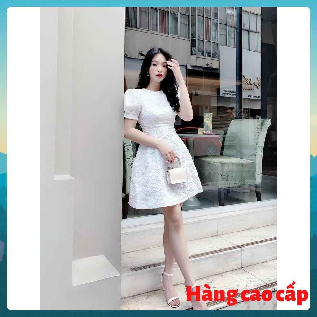 (Hàng cao cấp) Đầm dự tiệc vải gấm sang trọng tay ngắn dáng A kín đáo Lunie Dress