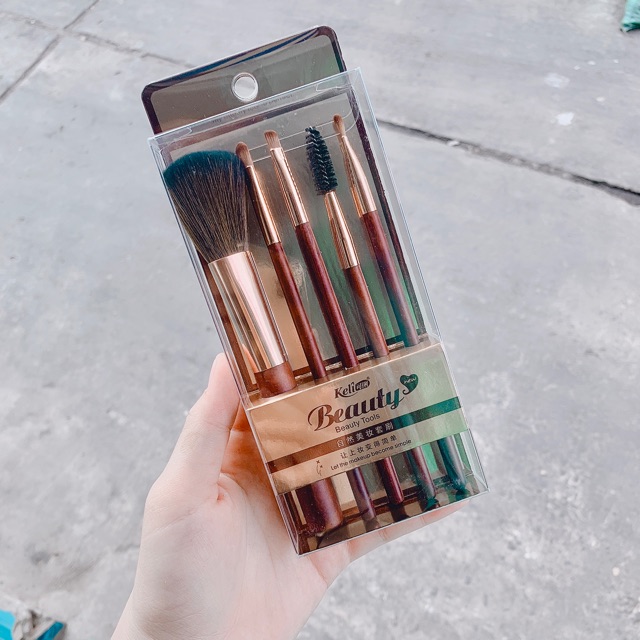BỘ CỌ TRANG ĐIỂM 5 CÂY KELI BEAUTY CÁN GỖ NỘI ĐỊA TRUNG