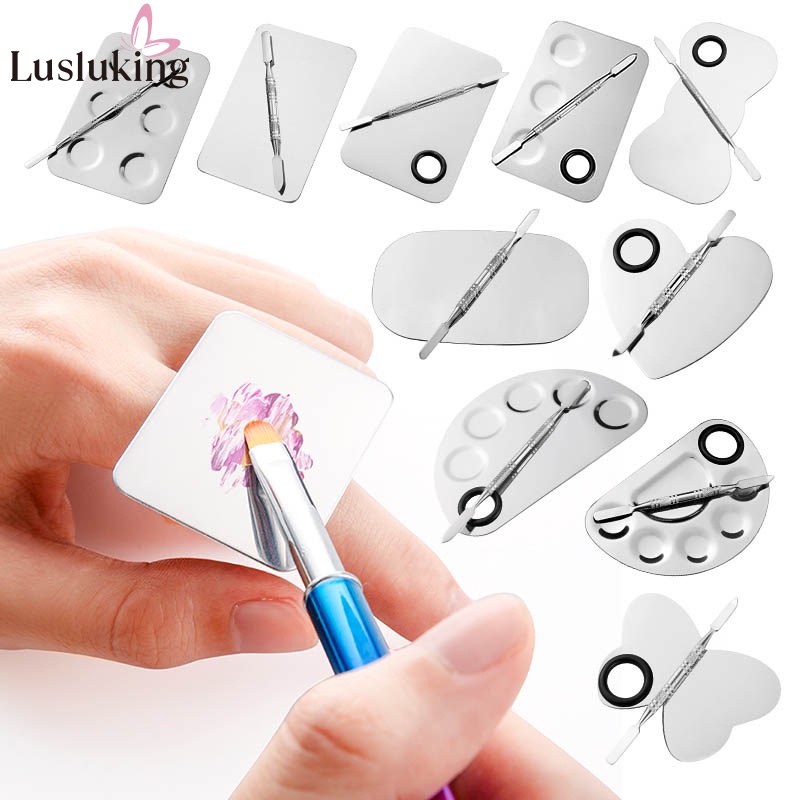 Bảng trộn màu sơn móng tay LUSLUKING bằng thép không gỉ tiện dụng